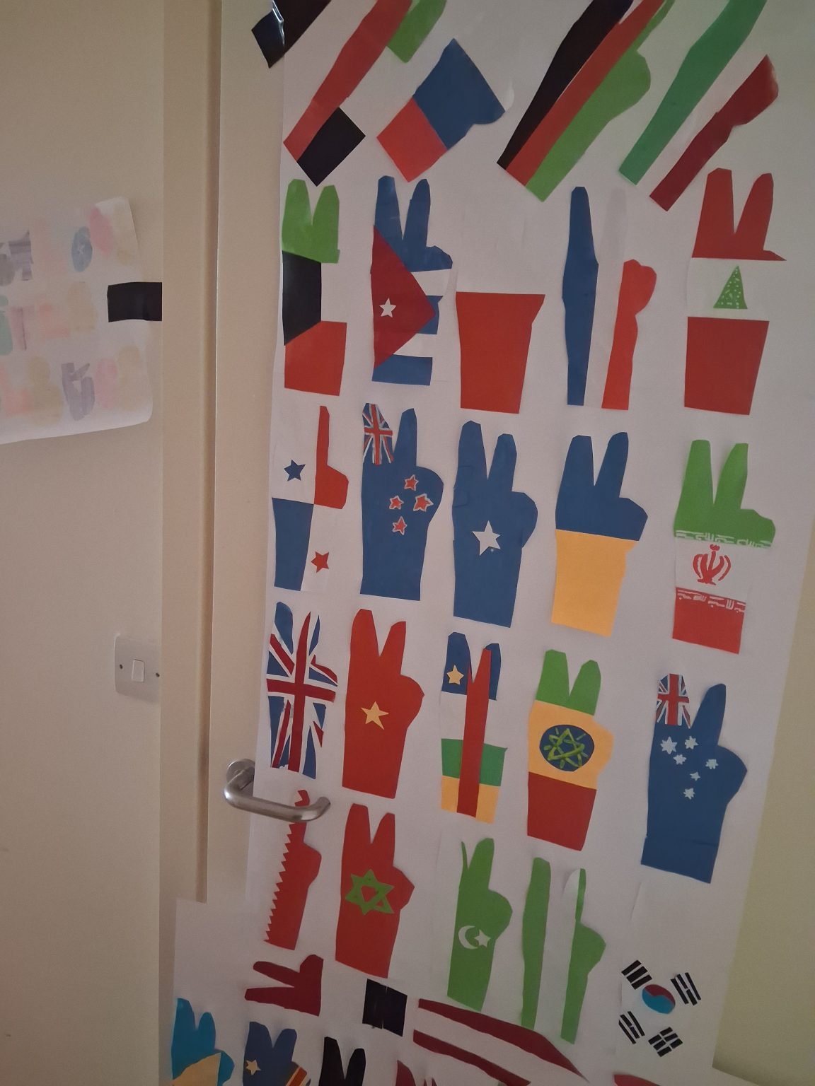My piece depicts flags calling for world peace .I did try to incorporate as many of them. Even if the desired flag is not present,it's still peace and love with what I didn't. The additional typo is a little poster , calling to love peace and stifle violence. Can you decipher..?
