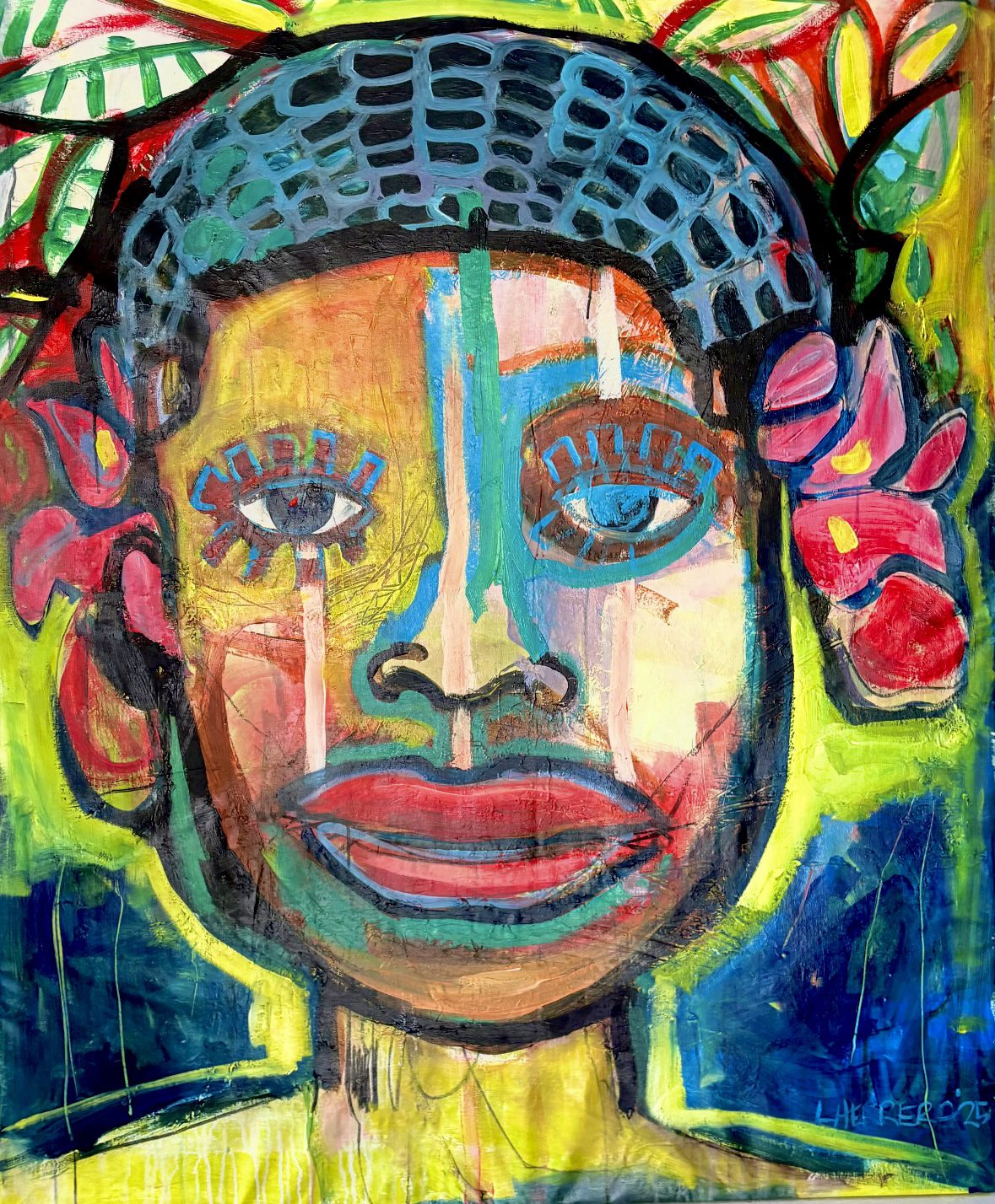 Inspired by women of the Caribbean. Those whose labour is expected, whose strength is assumed, whose softness is overlooked.
This work is a refusal to let their presence fade into the background. Through color, form and gesture, I say: you are here, you matter, you are held.