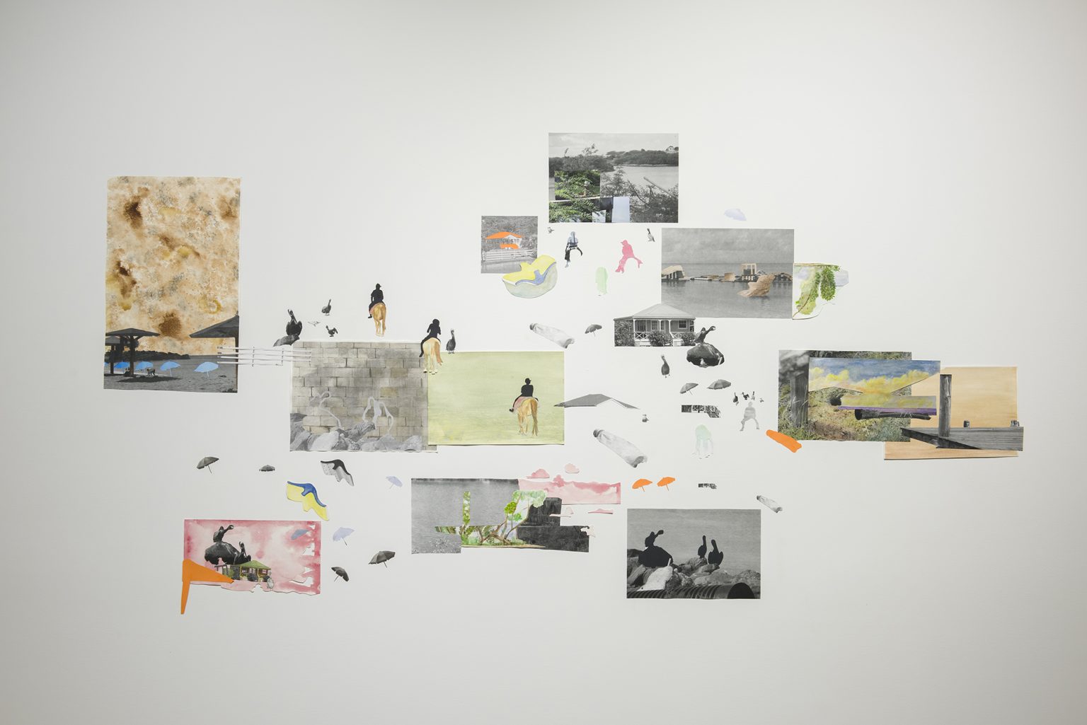 Living in Paradise II examines the impact of tourism and neo-colonialism on Antigua. Using black & white photography, watercolour and collage, it disrupts romanticized versions of the Caribbean and reveals the environmental and economic tensions concealed behind paradise imagery.