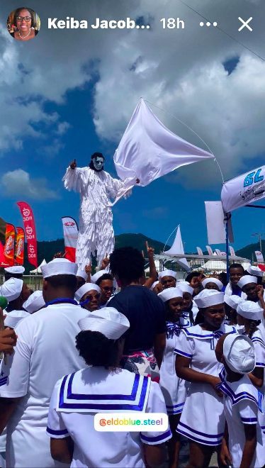 A Moko Jumbie is a traditional West African stilt walker, that has been part of T and T Carnival for over 200 years. . Sailor Mas bands were first seen in the 1880s when British, French and US naval ships came to Trinidad throwing powder into the air and on their faces to hide.