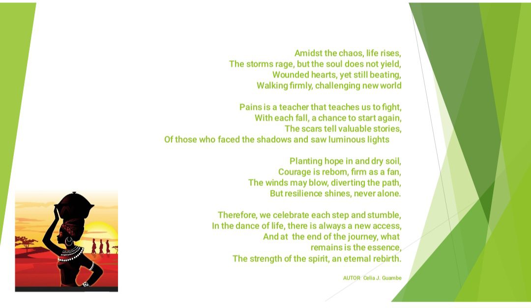 In times of extreme challenges that we face, particularly in Mozambique, women have become pillars and provide for families, with nothing left to do but be strong and move forward with resilience and firmness.
The poem is simple but says everything about what is happening in the