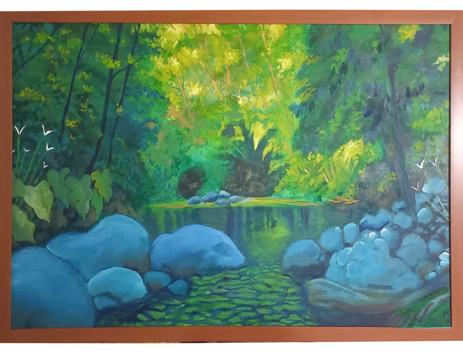THE RIVER SCENE

The river scene represents a bit of zen and a bit of decorative art. What is one of the important points in modern art is as follows: Catholic, Zen and major Pagan Idiologies remain so wonderfully different, including and not limited to their visual arts.